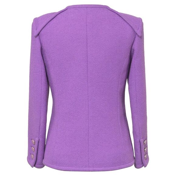 Chanel CC Button Four Pockets Jacket in Purple Tweed - Picture 3 of 5